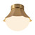 Shelton 12-in Matte Black Semi-Flush Mount with Matte Opal Glass - Brushed Gold
