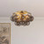 Faye 18-in Matte Black Semi-Flush Mount with Clear Ribbed Glass - Brushed Gold/Smoked Glass