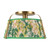 Scout 13-in Matte Black Semi-Flush Mount with Pleated White Linen Shade - Brushed Gold/Green Linen