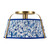 Scout 13-in Matte Black Semi-Flush Mount with Pleated White Linen Shade - Brushed Gold/Blue Linen