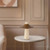 Hagen 12-in Vintage Brass dimmable LED Table Lamp with Travertine Base - Vintage Brass