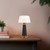Clemence 11-in Burgundy dimmable LED Table Lamp - Espresso Vegan Leather