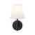 Sloan 12-in Matte Black Wall/Vanity Light with White Linen Shade - Matte Black/White Linen