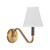 Sloan 12-in Matte Black Wall/Vanity Light with White Linen Shade - Brushed Gold/White Linen
