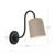 Bromley 5-in Matte Black Wall/Vanity Light with Natural Travertine Shade - Brushed Gold/Travertine