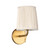 Scout 10-in Matte Black Wall/Vanity Light with Pleated White Linen Shade - Brushed Gold/White Linen