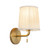 Scout 10-in Matte Black Wall/Vanity Light with Pleated White Linen Shade - Brushed Gold/White Linen