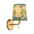 Scout 10-in Matte Black Wall/Vanity Light with Pleated White Linen Shade - Brushed Gold/Green Linen