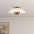 Umbra 14-in Black Semi-Flush Mount - Opal Glass/Vintage Brass