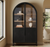 Sloan 47.5l X 18.0w X 85.5h Dark Wood W/black Metal Frame Arch Cabinet