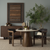 Allyson 42" Round Brown Wood Pedestal w/ Marble Top Dining Table