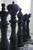 Knight Chess Sculpture, Cast Stone Black