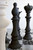 Knight Chess Sculpture, Cast Stone Black