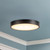 Evelyn 7-in Alabaster dimmable LED Flush Mount with Matte Black Finish