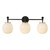 Cherise 29-in Matte Black Bathroom Vanity Light with Glossy Ribbed Opal Glass