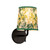 Scout 10-in Matte Black Wall/Vanity Light with Patterned Pleated Green Linen Shade