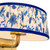 Scout 7-in Brushed Gold Wall/Vanity Light with Patterned Pleated Blue Linen Shade
