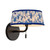 Scout 7-in Matte Black Wall/Vanity Light with Patterned Pleated Blue Linen Shade