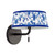 Scout 7-in Matte Black Wall/Vanity Light with Patterned Pleated Blue Linen Shade