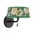 Scout 7-in Matte Black Wall/Vanity Light with Patterned Pleated Green Linen Shade