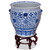 Hand-Painted Blue and White Canton Fishbowl, With Stand