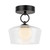 Leota 8-in Matte Black/Clear Glass LED Semi-Flush Mount