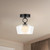 Leota 8-in Matte Black/Clear Glass LED Semi-Flush Mount