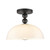 Paisley 12-in Matte Black/Glossy Opal Glass Socket Semi-Flush Mount