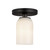 Nola 4-in Black/Glossy Opal Glass 1 Light Semi-Flush