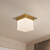 Mineral 8-in (6-in Height) Patina Brass Square Flush Mount with Opal Glass