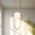 Petra  10-in Vintage Brass dimmable LED Pendant with Cloudy Glass