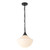 Farrah 12-in Matte Black Pendant with Ribbed Opal Glass