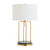 29.75"H Polished Gold Metal Ballad Table Lamp with White Linen Drum Shade