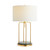 29.75"H Polished Gold Metal Ballad Table Lamp with White Linen Drum Shade