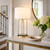 29.75"H Polished Gold Metal Ballad Table Lamp with White Linen Drum Shade