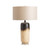 29" Brown & Cream Ceramic Table Lamp with Gray Linen Shade
