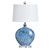 31"H Blue Ceramic Table Lamp w/ Crystal Base & White Shade