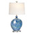 31"H Blue Ceramic Table Lamp w/ Crystal Base & White Shade