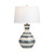 Striped Cream and Navy Glaze Ceramic Table Lamp with Shade