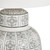 28.5"H Polished White Ceramic Table Lamp with Geometric Motif and White Linen Drum Shade