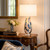29" Ceramic Table Lamp with Linen Shade and Crystal Base
