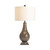 32.5" Black Mosaic Metal Table Lamp with White Linen Shade
