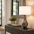 32.5" Black Mosaic Metal Table Lamp with White Linen Shade