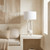 33.25"H White Textured Table Lamp with Linen Shade
