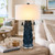31"H Blue Coraline Textured Table Lamp with Linen Drum Shade