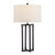 32" Bronze Textured Metal Table Lamp with Oatmeal Linen Drum Shade