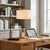 27.5" Metal Table Lamp with White Linen Drum Shade