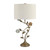 Set of 2 29.5" Floral Motif Metal Table Lamp with Beige Linen Shade