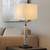 32"H Glasgow Table Lamp in Gray and Black Metal with Square White Linen Shade