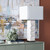 31.75"H White Textured Metal Table Lamp with White Linen Shade